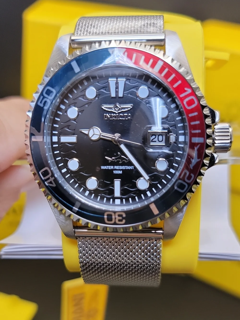 Invicta Pro Diver Curve Men's Watch 43mm Red & Blue Pepsi Stainless Steel 47176